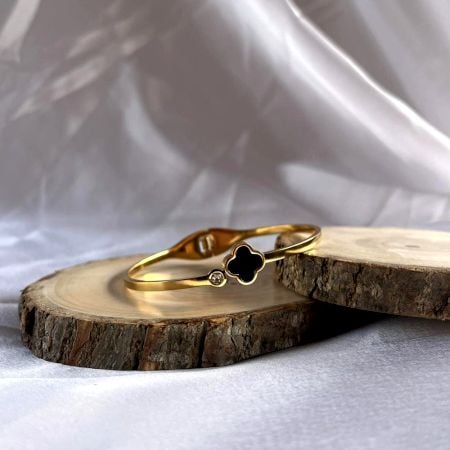 18K Gold Plated Black Cubic Zirconia Inspired Kada